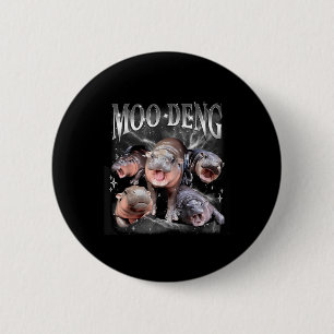 Badge Rond 5 Cm Amusant Moo-deng Baby Pygmy Hippo Cute Zoo Pour Fa