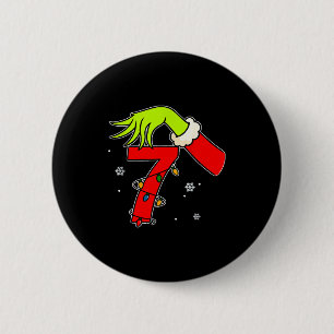 Badge Rond 5 Cm Amusant Numéro 7 Noël 67 Six Sept Mème Xmas Hommes