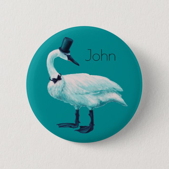 Badge Rond 5 Cm Amusant observation des oiseaux de cygne (Devant)