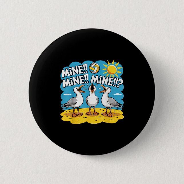 Badge Rond 5 Cm Amusant Oiseau Jouer Volleyball Mine Jour Vibes (Devant)