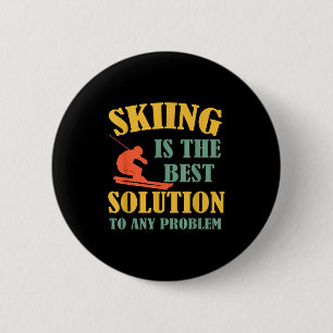 Badge Rond 5 Cm Amusant skieur ski skieur passionné de sports d'hi