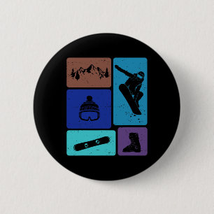 Badge Rond 5 Cm Amusant Snowboard Snowboardeur Sports d'hiver