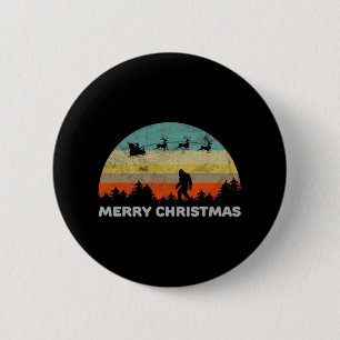 Badge Rond 5 Cm Amusant style rétro Big Pied Joyeux Noël Yeti