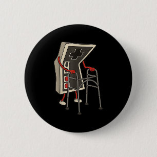 Badge Rond 5 Cm Amusant Vieux Gamer Jeu Retro 80s 90s Jeu Vidéo Ol