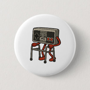 Badge Rond 5 Cm Amusant Vieux Gamer Jeu Retro 80s 90s Jeu Vidéo Ol
