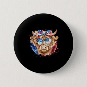 Badge Rond 5 Cm Amusante Amérique de l'Ouest 4 juillet vache
