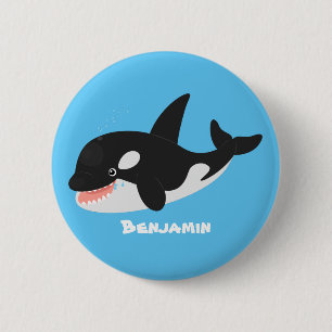 Badge Rond 5 Cm Amusante baleine orque mignonne dessin animé