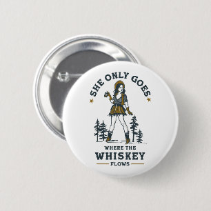 Badge Rond 5 Cm Amusante cowgirl western vintage amatrice de whisk