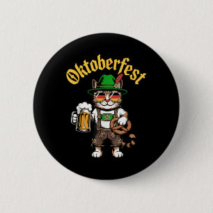 Badge Rond 5 Cm Amusante Cute Cat Pretzel Bière Amusante Fête Adul