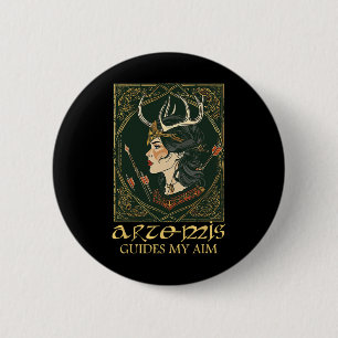 Badge Rond 5 Cm Amusante déesse grecque Artémis Deer Chasse Mythol