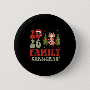 Badge Rond 5 Cm Amusante famille Noël 2026 Reindeer Xmas Correspon