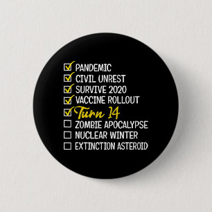 Badge Rond 5 Cm Amusants 14e anniversaire Cadeau 14 ans Vieux Quar