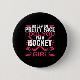 Badge Rond 5 Cm Amusants Hockey Art Pour Femmes Filles Hockey Joue