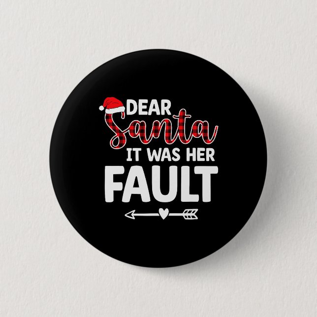 Badge Rond 5 Cm Amusants Noël Correspondant Couples Ses Hers Pyjam (Devant)