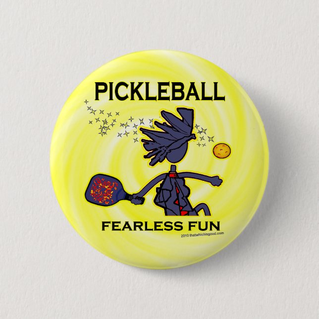 Badge Rond 5 Cm Amusement courageux de Pickleball (Devant)