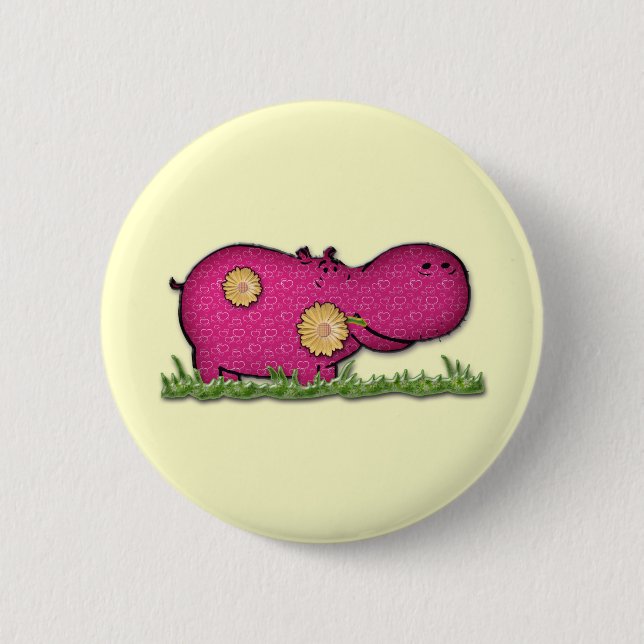 Badge Rond 5 Cm amusement d'hippopotame (Devant)