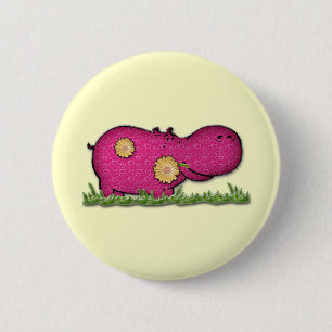 Badge Rond 5 Cm amusement d'hippopotame