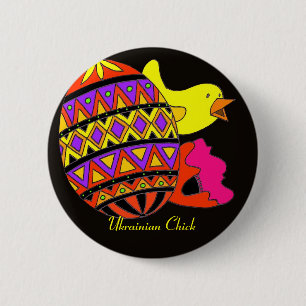 Badge Rond 5 Cm Amusement folklorique de Fest de poussin ukrainien