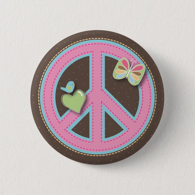 Badge Rond 5 Cm Amusement peu de Pin de signe de paix (Devant)