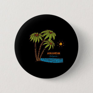 Badge Rond 5 Cm Anaheim, Californie Surf Vintage Rétro Plage Hi