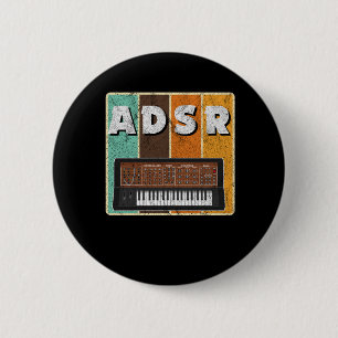 Badge Rond 5 Cm Analog Modular Synthesizer ADSR Vintage Retro Gift