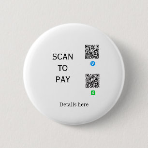 Badge Rond 5 Cm analyser pour payer les détails du code QR de Venm
