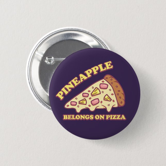 Badge Rond 5 Cm Ananas Appartient Sur Pizza - Pro Hawaiian Pizza (Devant & derrière)