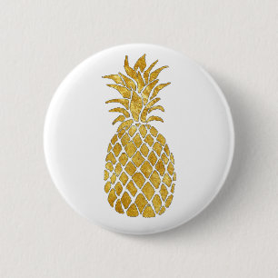 Badge Rond 5 Cm ananas doré