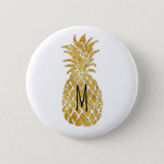 Badge Rond 5 Cm ananas doré monogramme<br><div class="desc">ananas doré monogramme</div>
