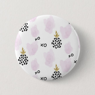 Badge Rond 5 Cm Ananas et empreinte de léopard rose. XOXO
