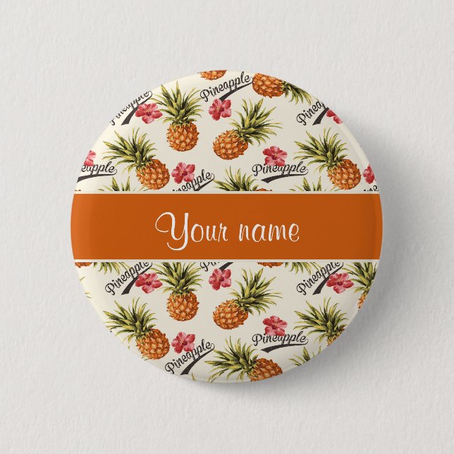 Badge Rond 5 Cm Ananas et ketmie (Devant)