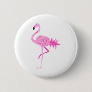 Badge Rond 5 Cm Ananas Flamant rose