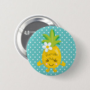 Badge Rond 5 Cm Ananas Good Vibes uniquement pois