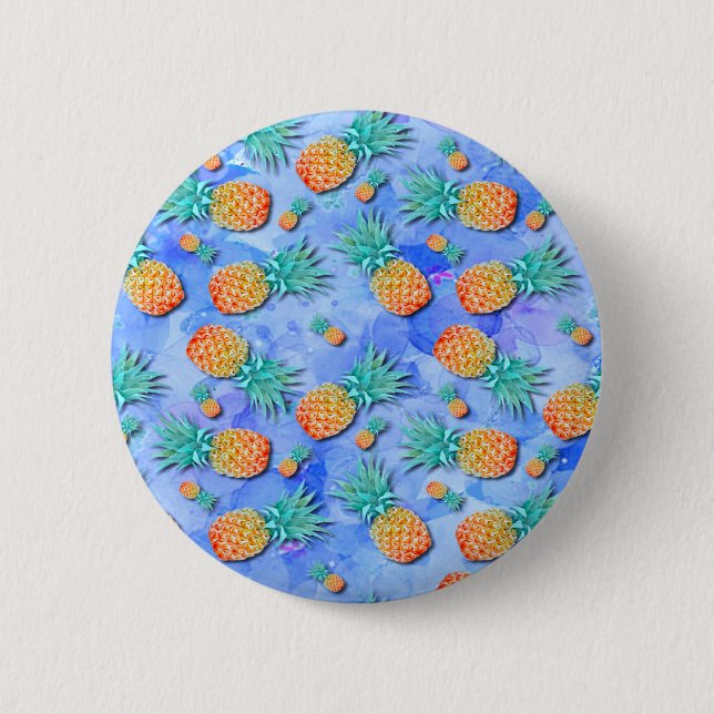 Badge Rond 5 Cm Ananas. Peindre. Party. (Devant)
