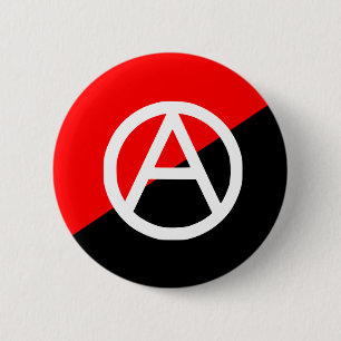 Badge Rond 5 Cm Anarchie noire et blanche rouge de drapeau