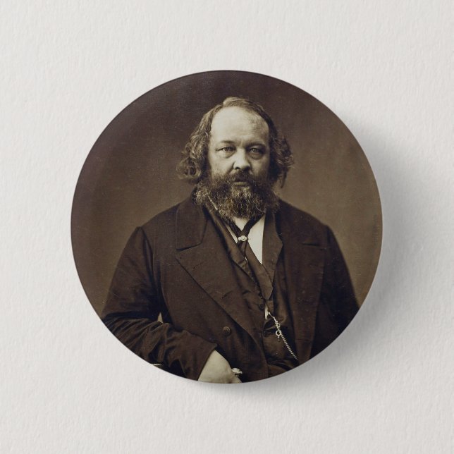 Badge Rond 5 Cm Anarchiste russe de Mikhail Bakunin par Nadar (Devant)