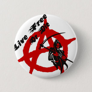 Badge Rond 5 Cm Anarchy Grim Reaper