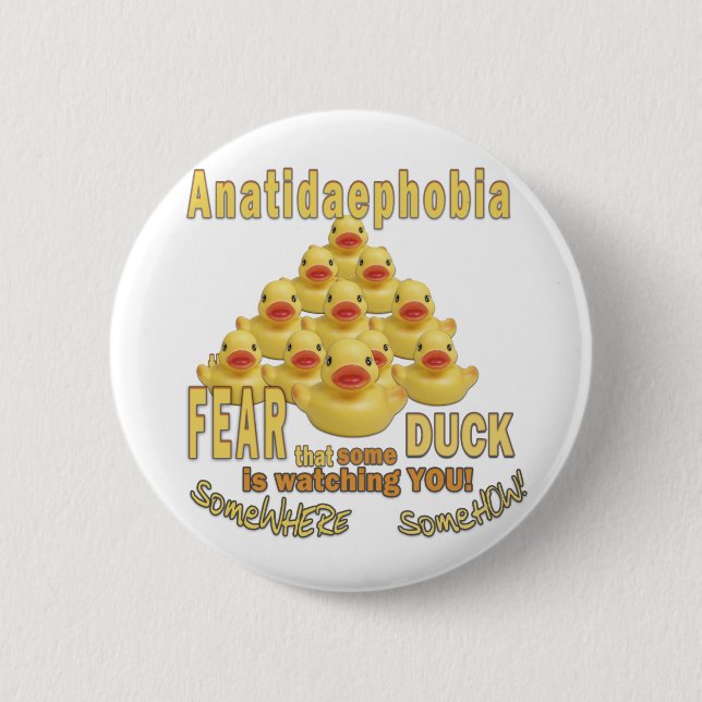 Badge Rond 5 Cm ANATIDAEPHOBIA - CRAINTE DES CANARDS !  Canard en (Devant)