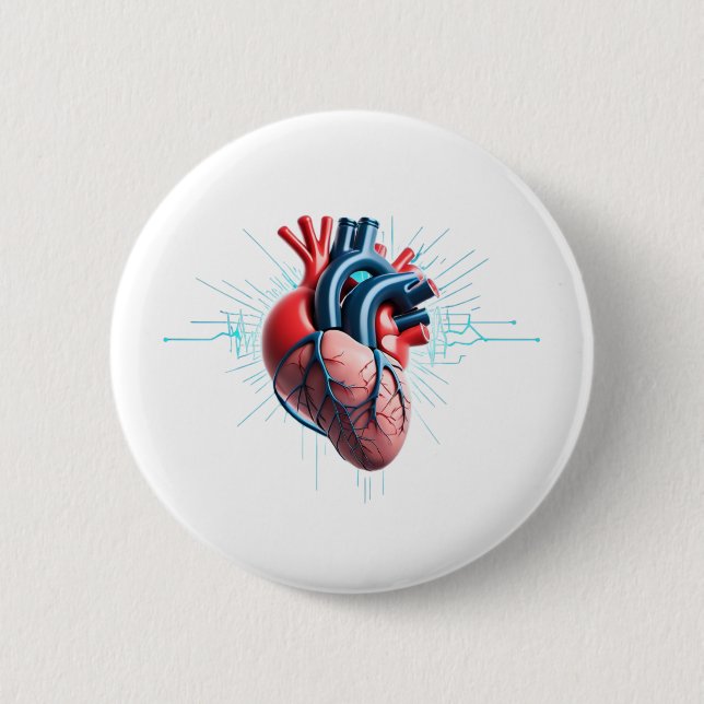 Badge Rond 5 Cm Anatomical Heart – Artistic Medical Illustration  (Devant)