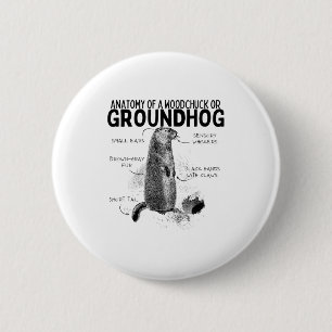 Badge Rond 5 Cm Anatomie d'un marmotte ou d'un groundhog drôle d'a