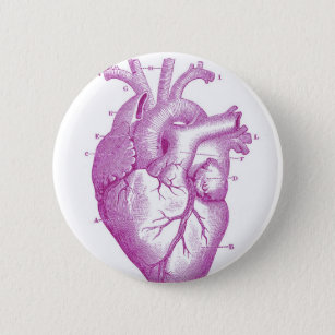 Badge Rond 5 Cm Anatomie vintage pourpre de coeur