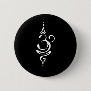 Badge Rond 5 Cm Ancien symbole sanskrit respirer Om Yoga Bouddhism