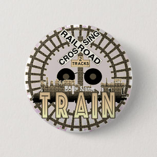 Badge Rond 5 Cm Ancien train ferroviaire
