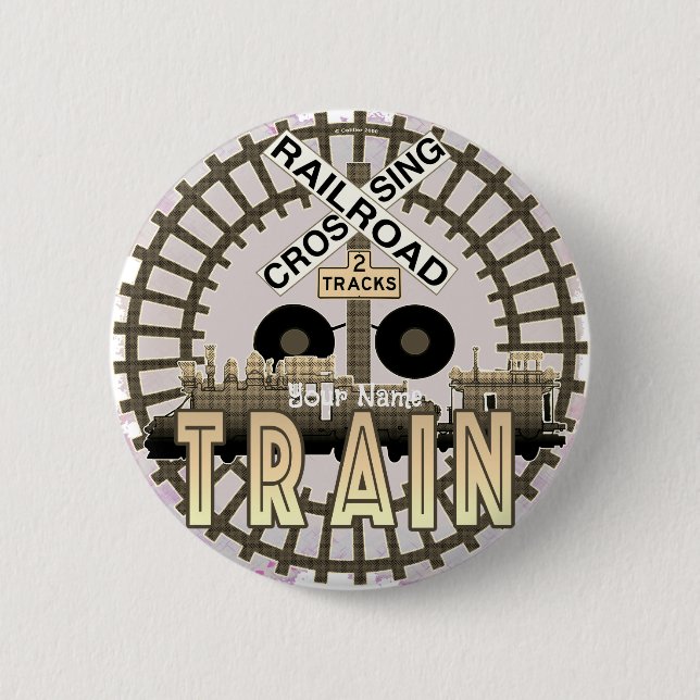 Badge Rond 5 Cm Ancien train ferroviaire   (Devant)