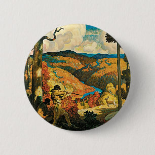 Badge Rond 5 Cm Ancienne affiche de voyage de NC Wyeth, Dans le vi