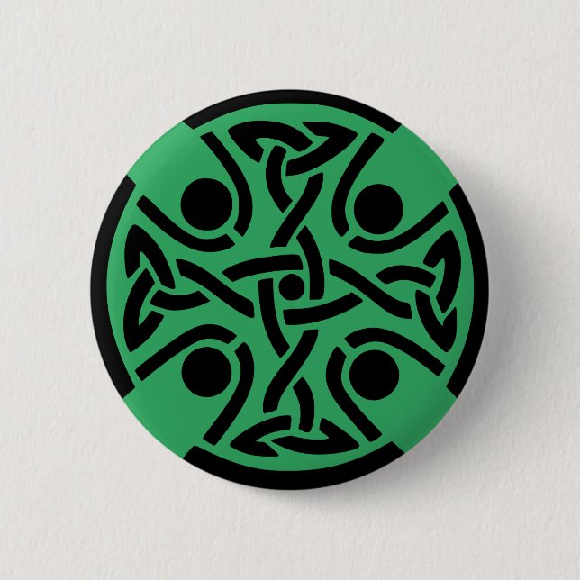 Badge Rond 5 Cm Ancienne Croix Celtique à Entrelacs d'Art Fin (Devant)