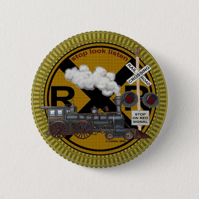 Badge Rond 5 Cm Ancienne épingle ronde de train (Devant)