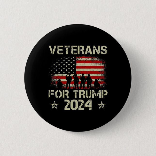 Badge Rond 5 Cm Anciens Combattants Pour Trump 4 juillet Drapeau A (Devant)