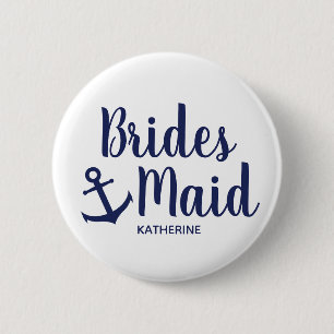 Badge Rond 5 Cm Ancrage de la servante bleue marine