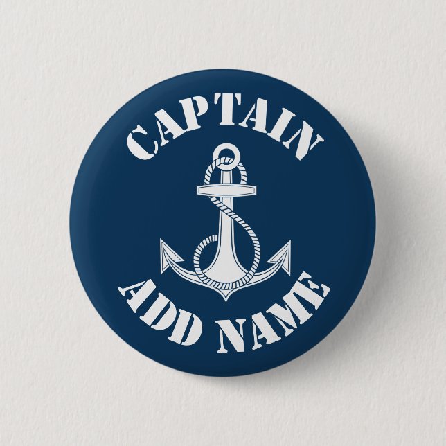 Badge Rond 5 Cm Ancrage de nom de capitaine personnalisé (Devant)